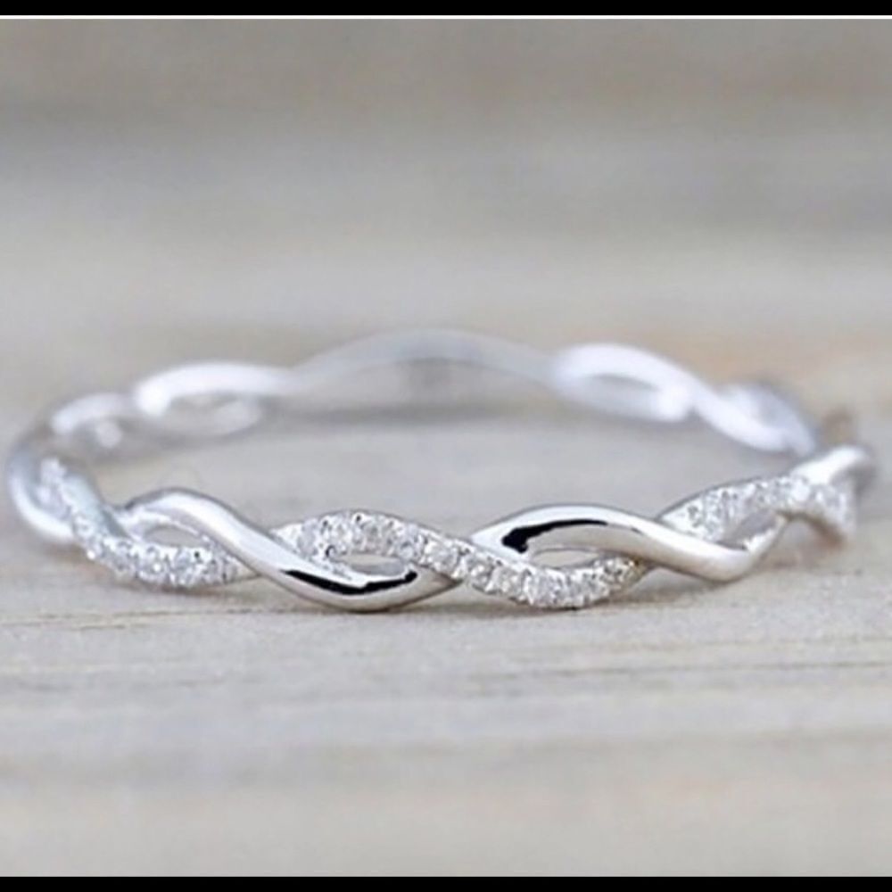 Twisted White Gold PLATED Eternity Ring
